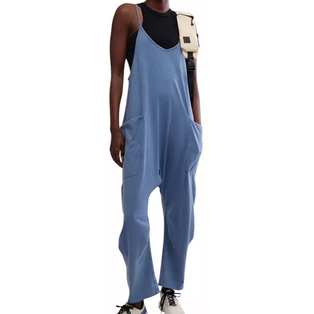 FP Movement by Free People Blue Relaxed Pocket Jumpsuit